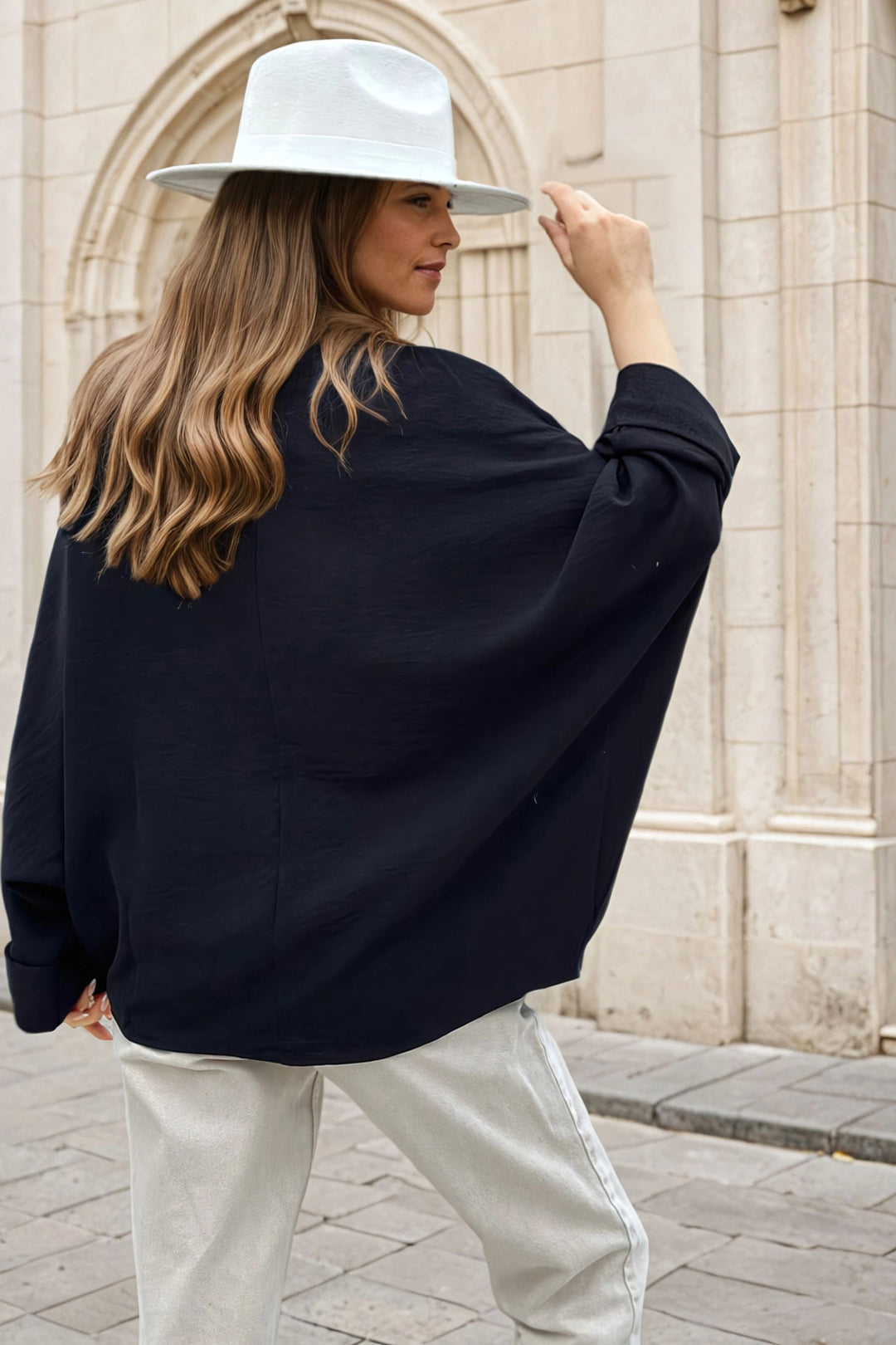 Black Airobin Double Sleeve Baggy Blouse BCBSK-25700-2943 - Waukesha