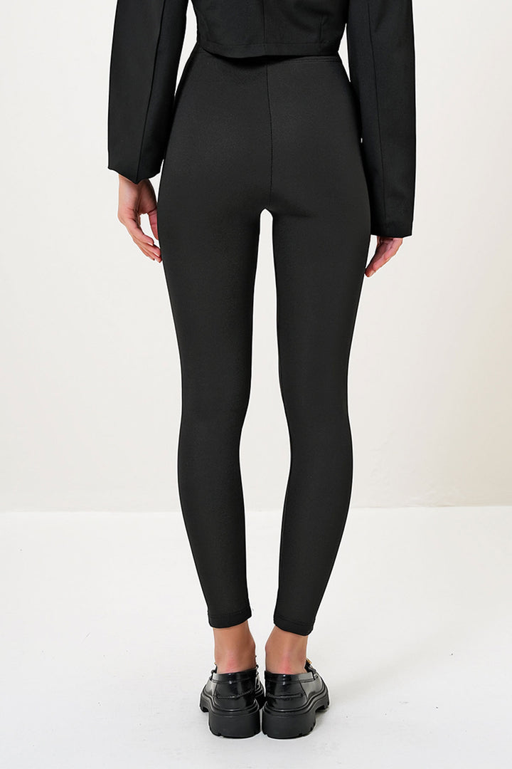 Black Gold Color Buttoned Front Laced Leggings BCHYL-251219 - Cuernavaca
