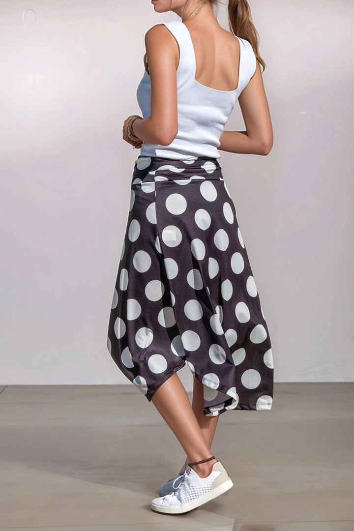 Black Asymmetric Cut Polka Dot Skirt BCBSK-25700-K6101 - Ilkeston