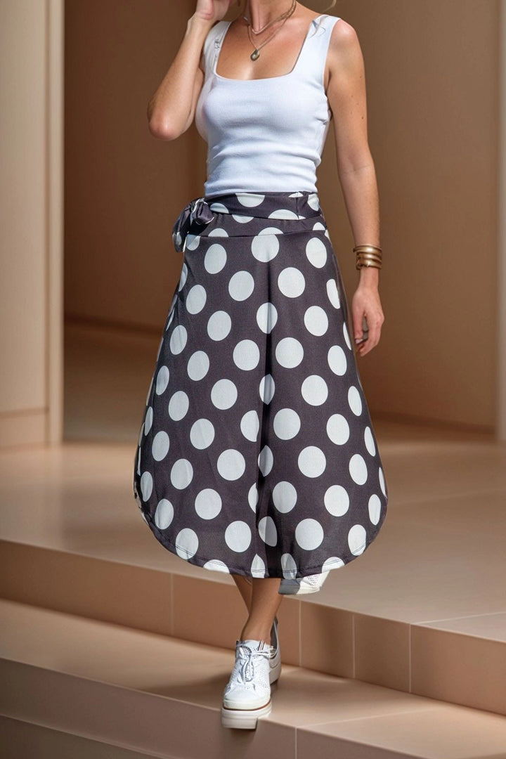 Black Asymmetric Cut Polka Dot Skirt BCBSK-25700-K6101 - Ilkeston