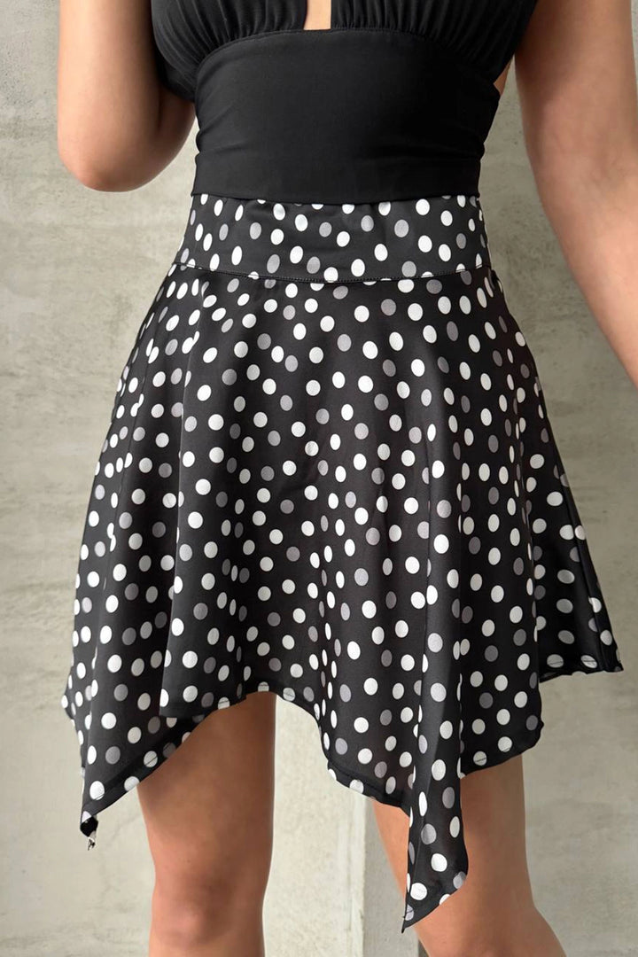 Black Asymmetric Cut Polka Dot Skirt BCHN-2525900 - Huntsville