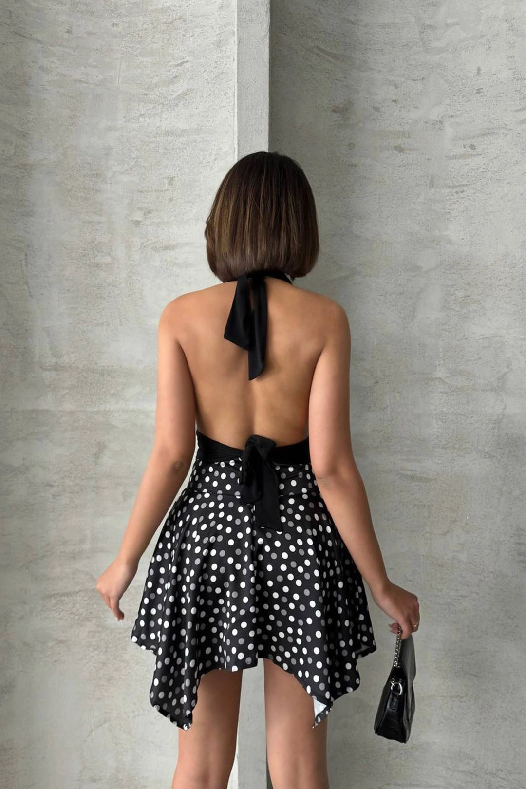 Black Asymmetric Cut Polka Dot Skirt BCHN-2525900 - Huntsville
