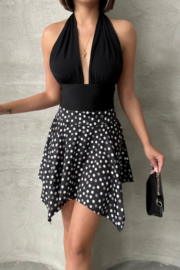 Black Asymmetric Cut Polka Dot Skirt BCHN-2525900 - Huntsville