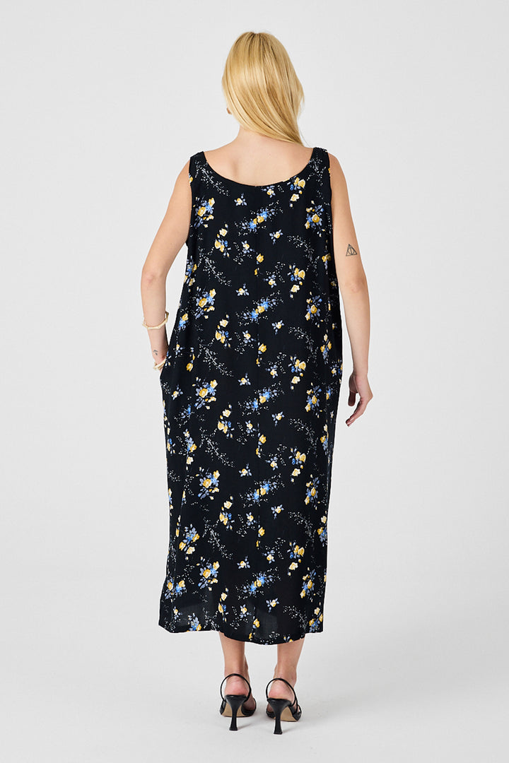 Black Strappy Beaded Detail Loose Dress with Double Pockets Pattern BCVL-254027 - Torrevieja