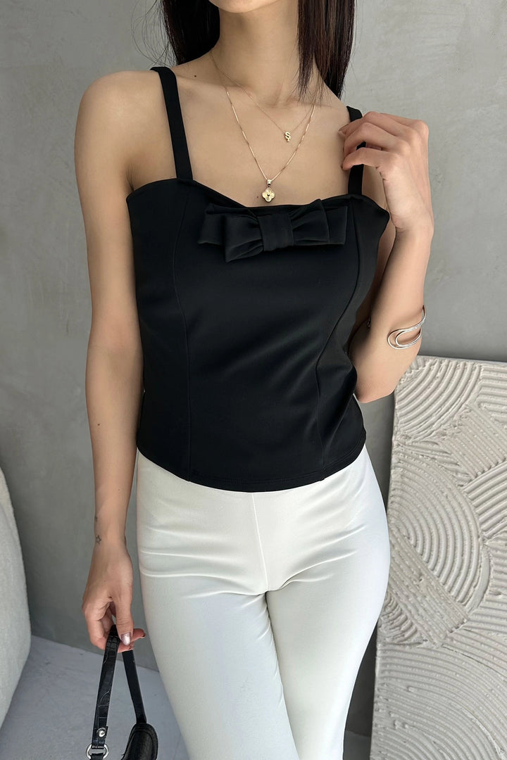Black Strappy Bow Detail Woven Blouse BCDF-252190 - Guarda