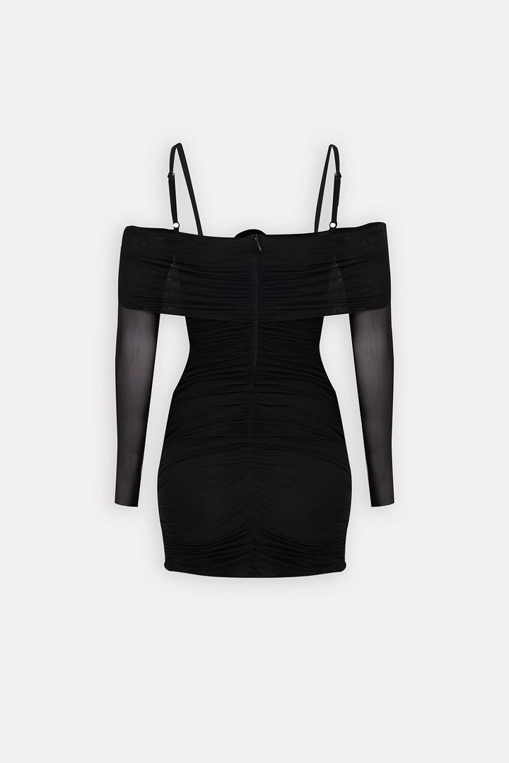 EYY Women Black Strappy Rose Detail Dress - Bilbao