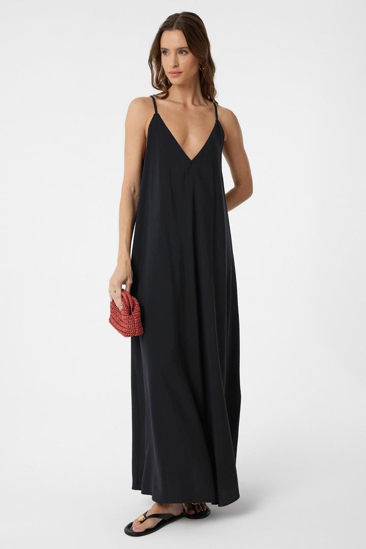 ANT Antioch Black Strappy Modal Long Women's Dress - Brighton