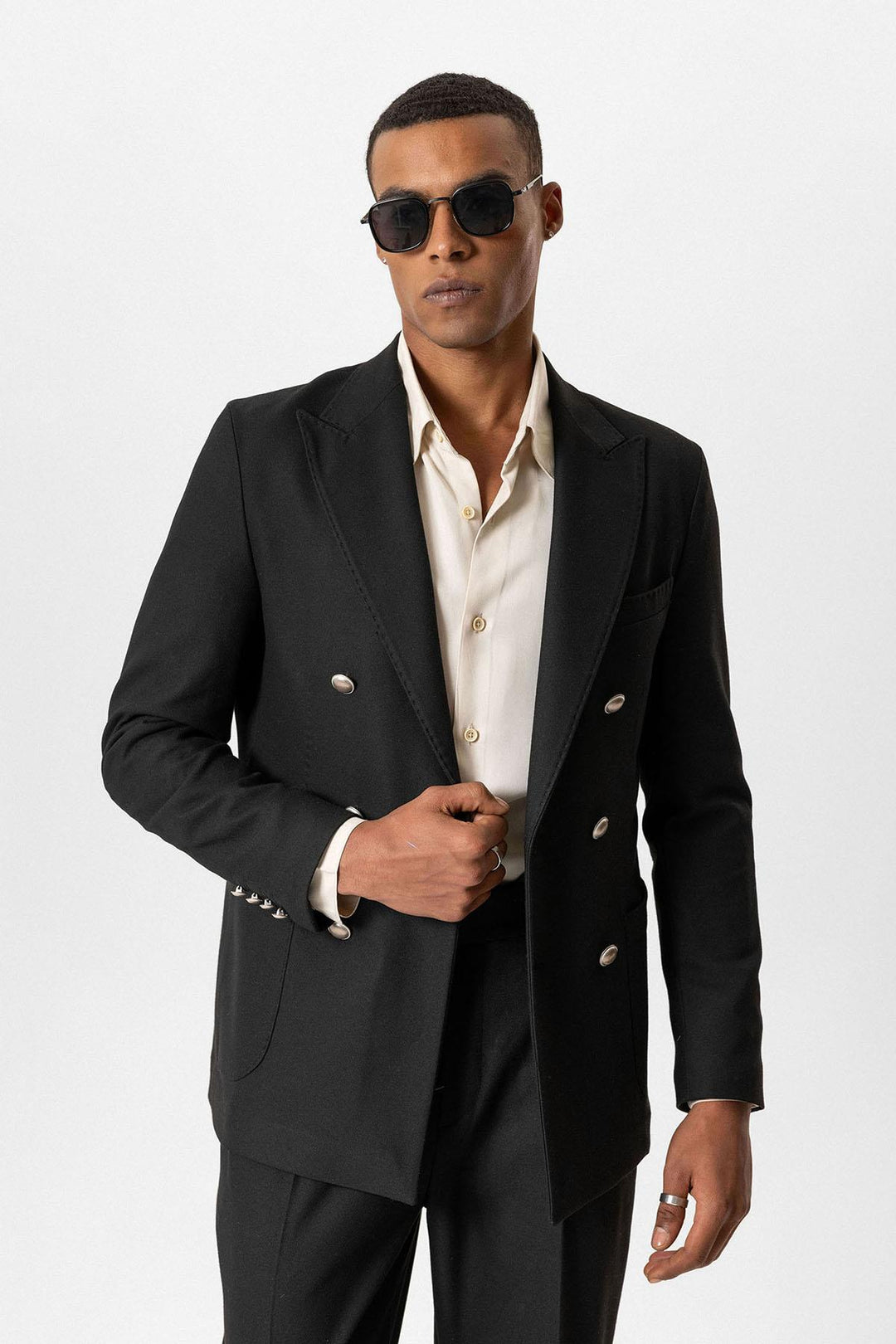 ANT Antioch Black Unlined Double-Breasted Men's Blazer Jacket - Champaign