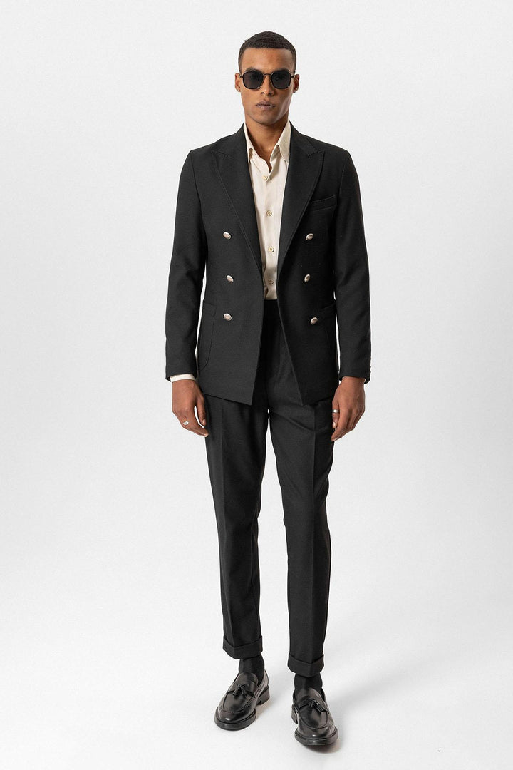 ANT Antioch Black Unlined Double-Breasted Men's Blazer Jacket - Champaign