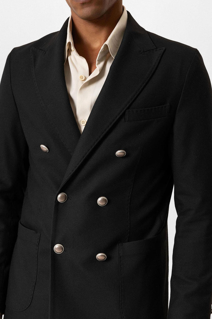 ANT Antioch Black Unlined Double-Breasted Men's Blazer Jacket - Champaign