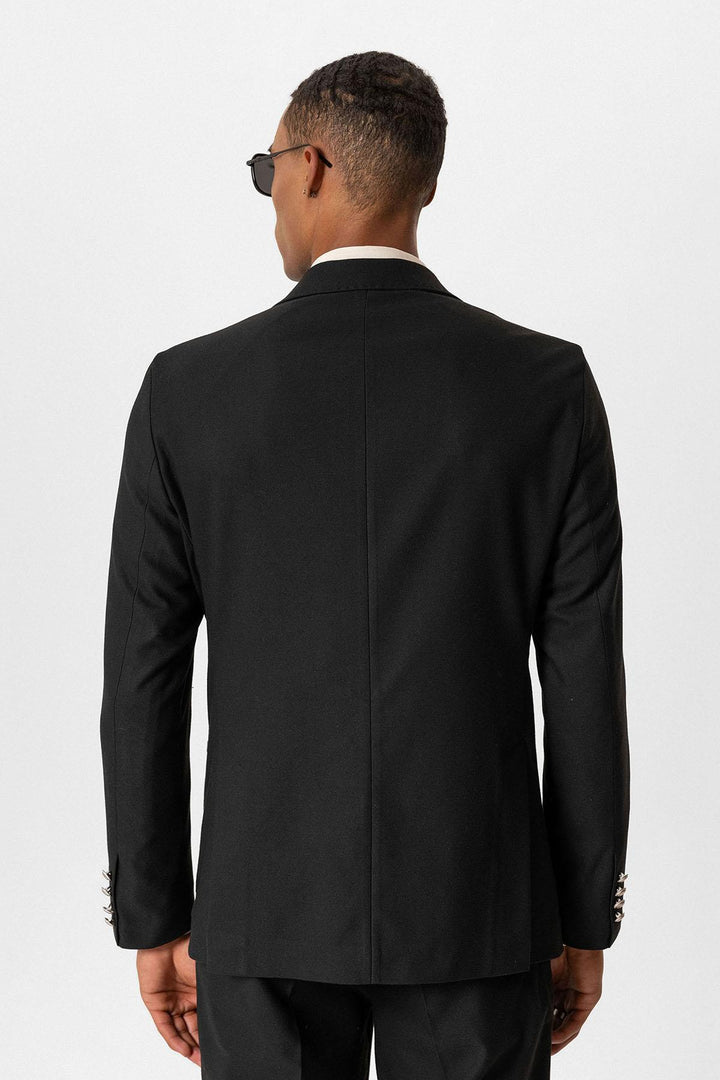 ANT Antioch Black Unlined Double-Breasted Men's Blazer Jacket - Champaign