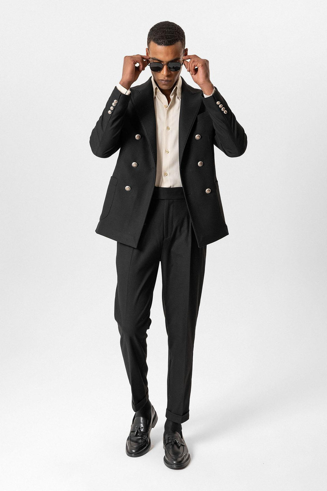ANT Antioch Black Unlined Double-Breasted Men's Blazer Jacket - Champaign
