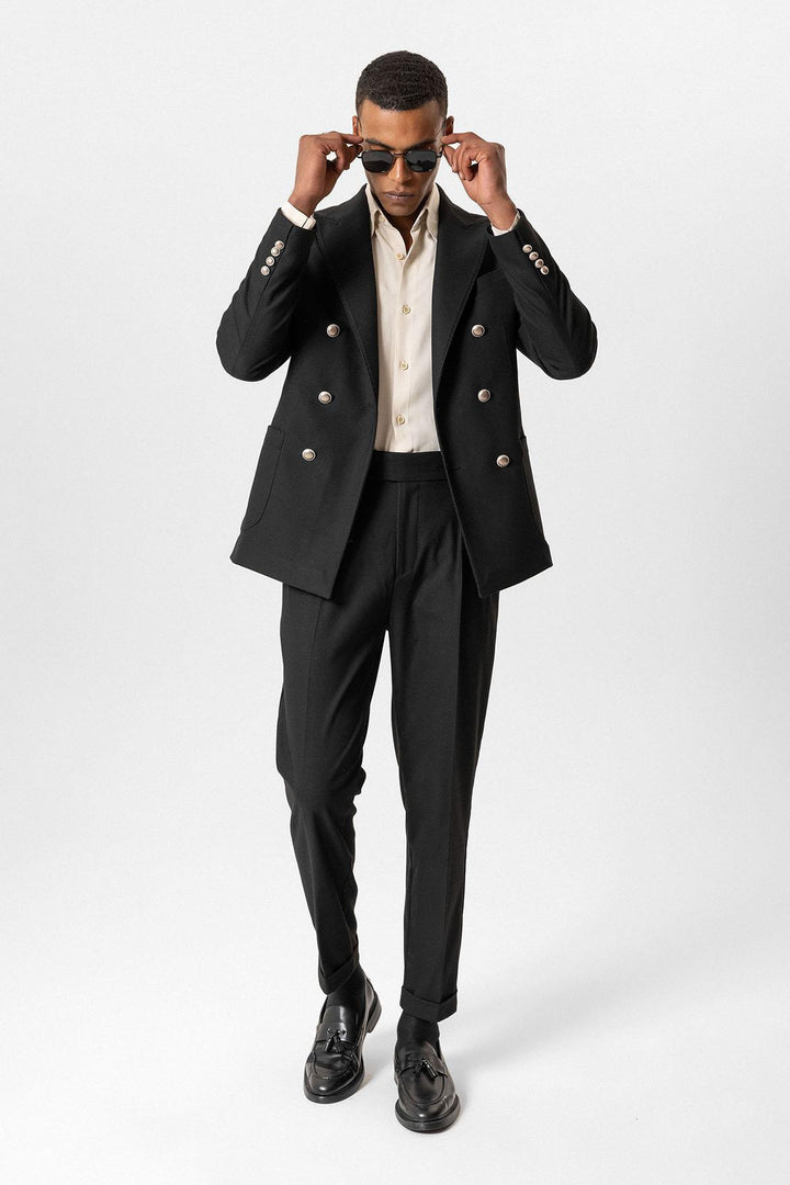 ANT Antioch Black Unlined Double-Breasted Men's Blazer Jacket - Champaign