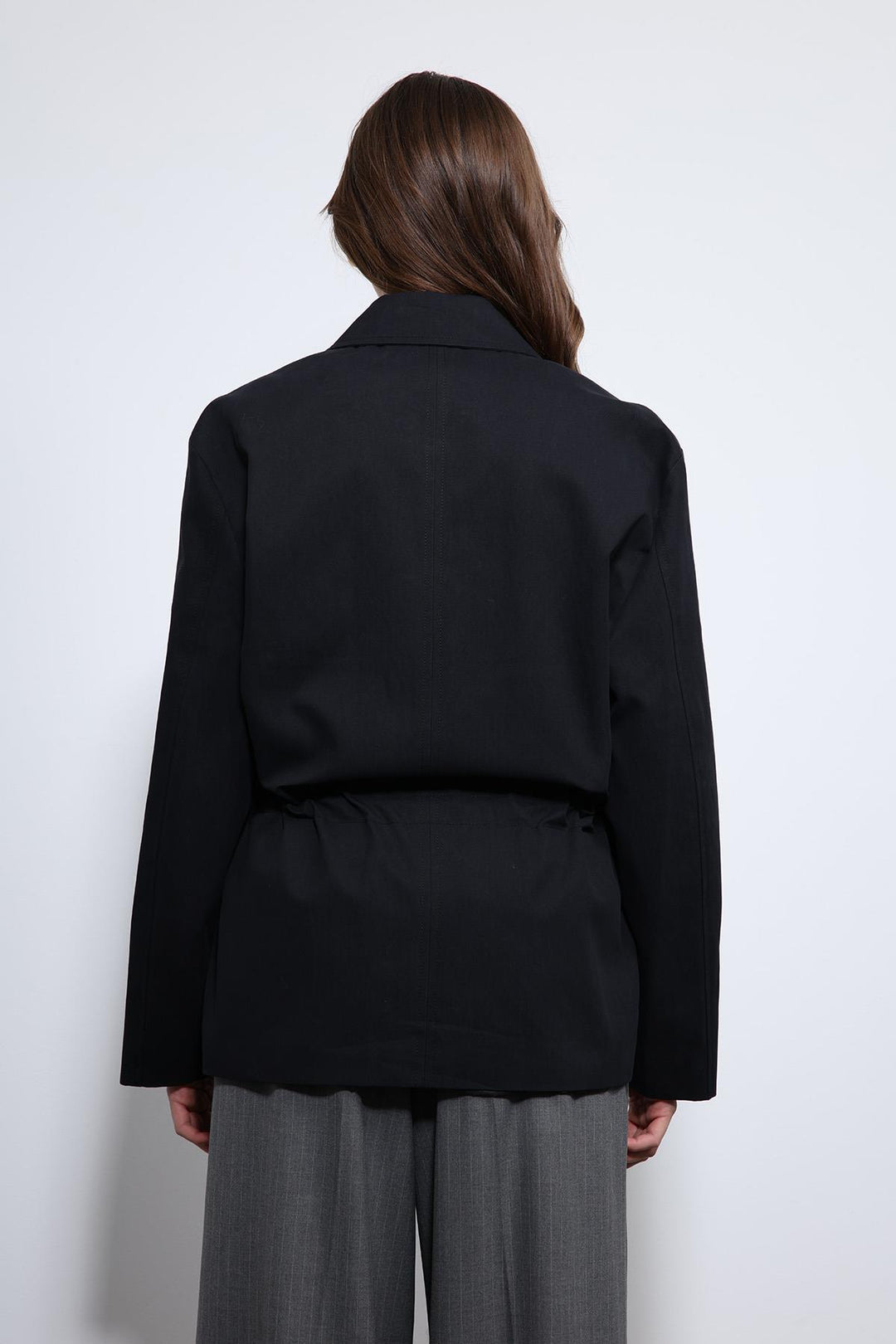 ANT Antioch Siyah Ayarlanabilir Bele Sahip Kısa Trençkot - Ajax