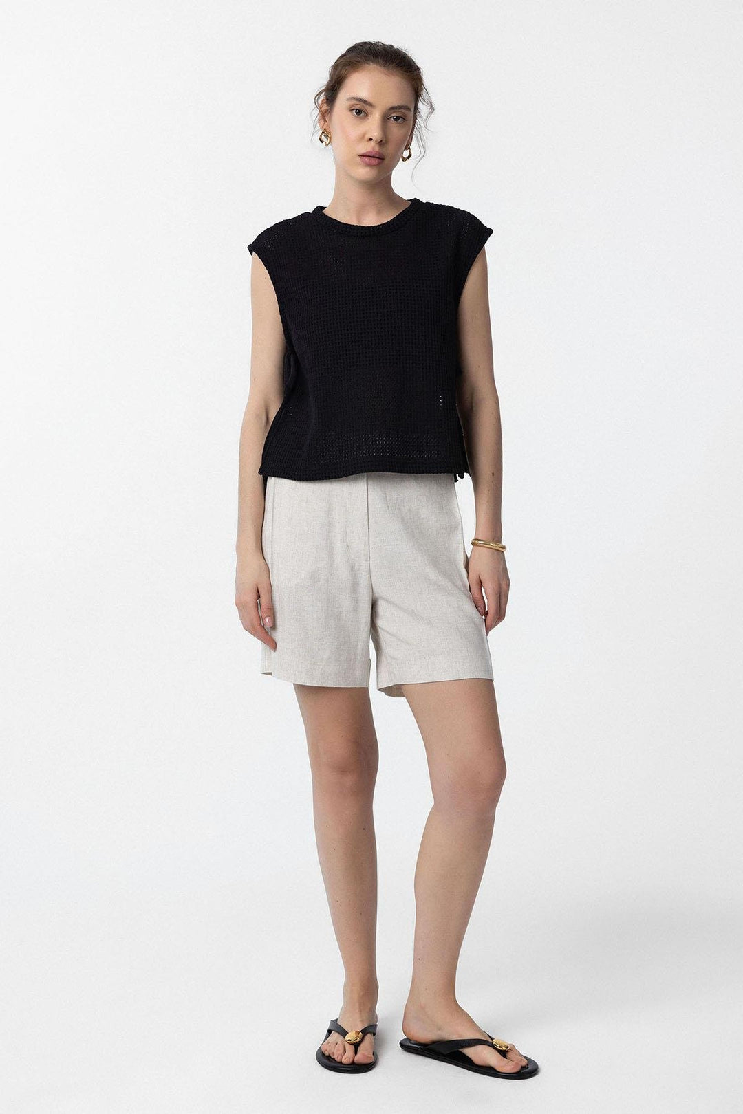 ANT Antioch Black Laced Knit Textured Women's Top - Santa Rosa