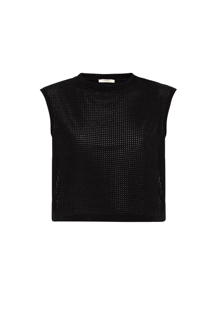 ANT Antioch Black Laced Knit Textured Women's Top - Santa Rosa