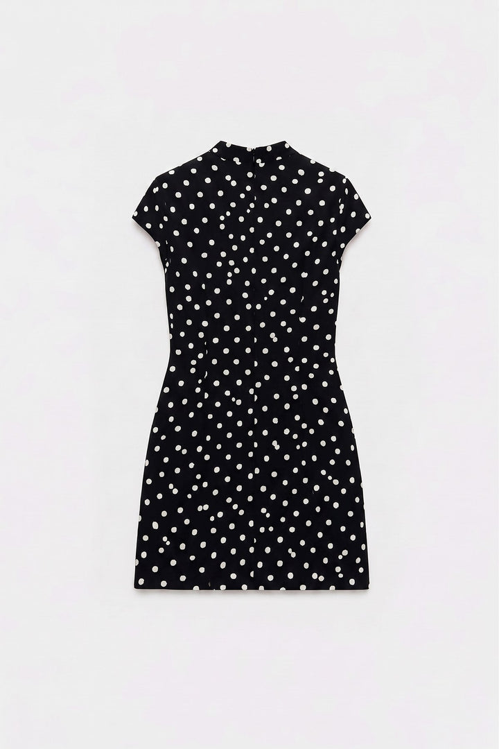 ANT Short Dress with Lace-Up Polka Dot Pattern - Pinneberg