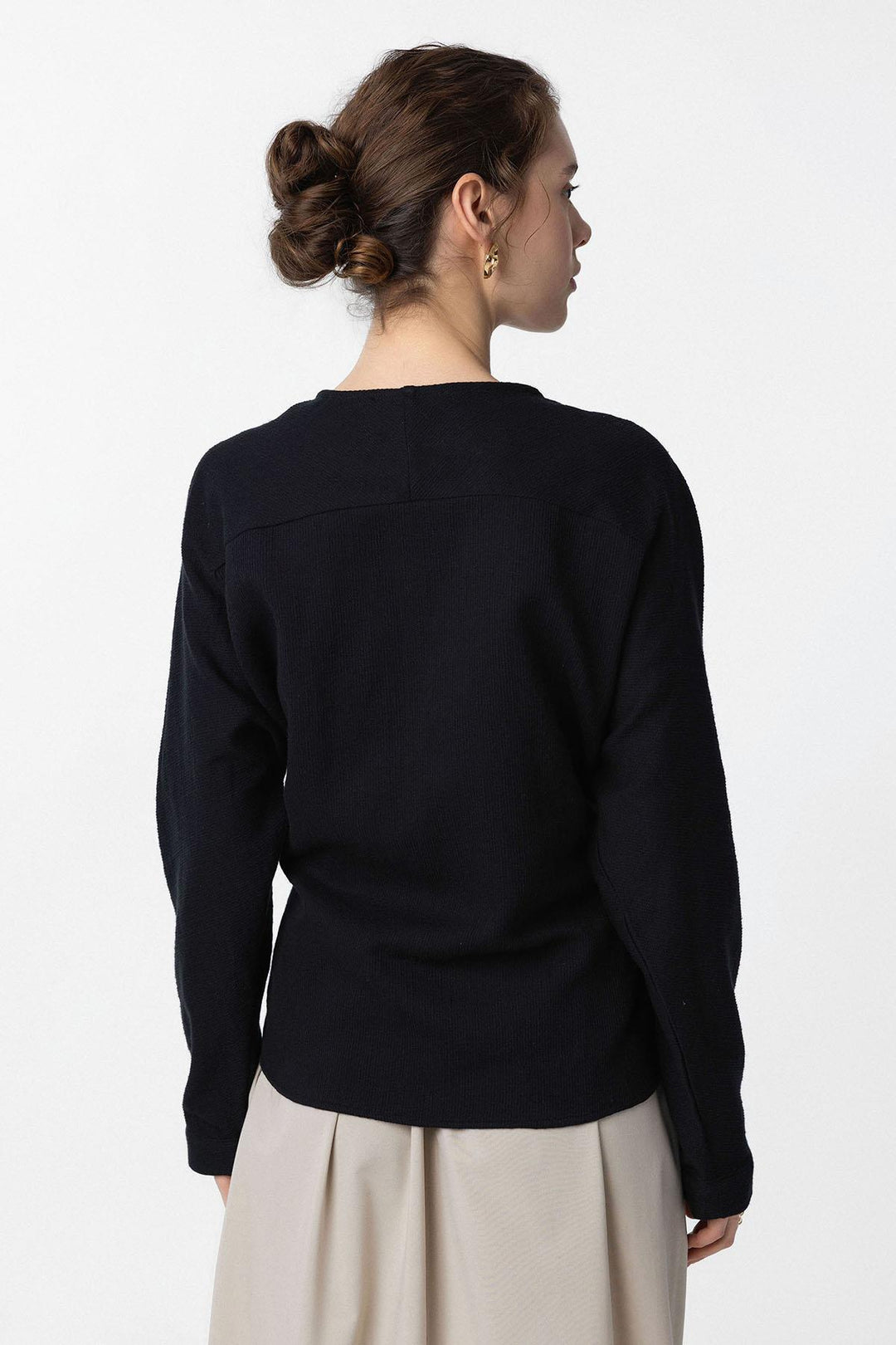 ANT Antioch Black Kimono Style Women's Shirt with Ties - San Severo