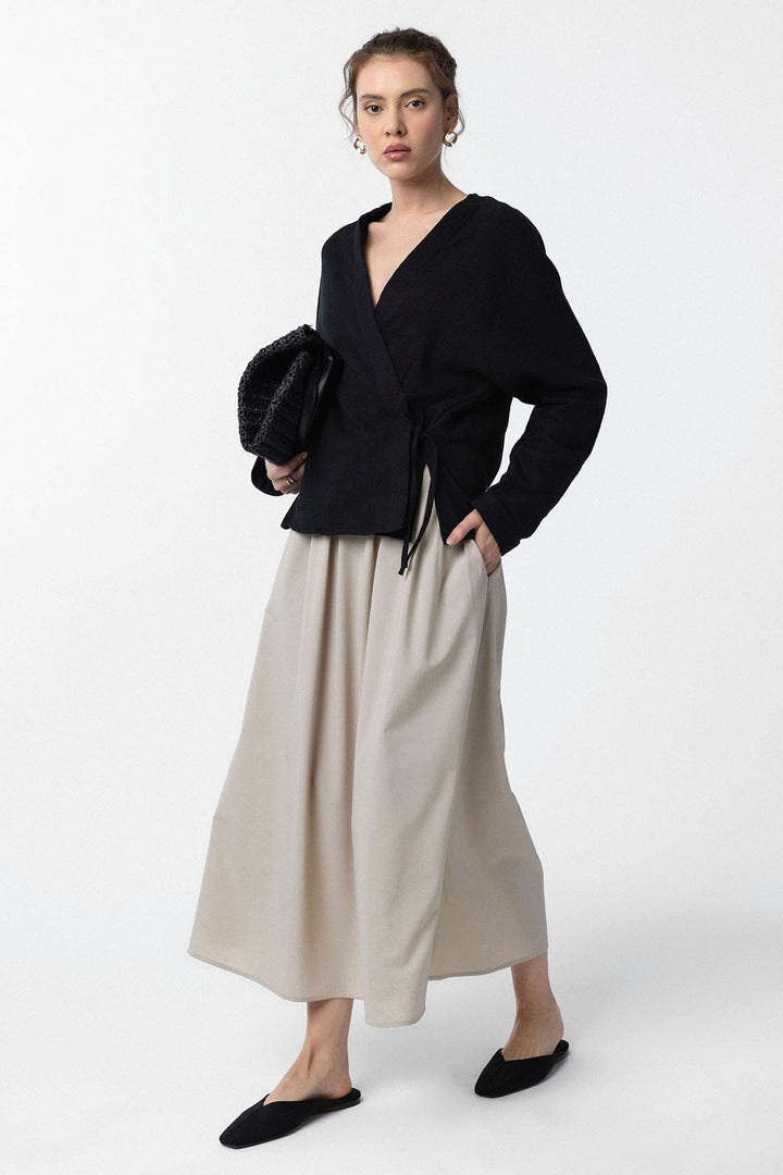 ANT Antioch Black Kimono Style Women's Shirt with Ties - San Severo