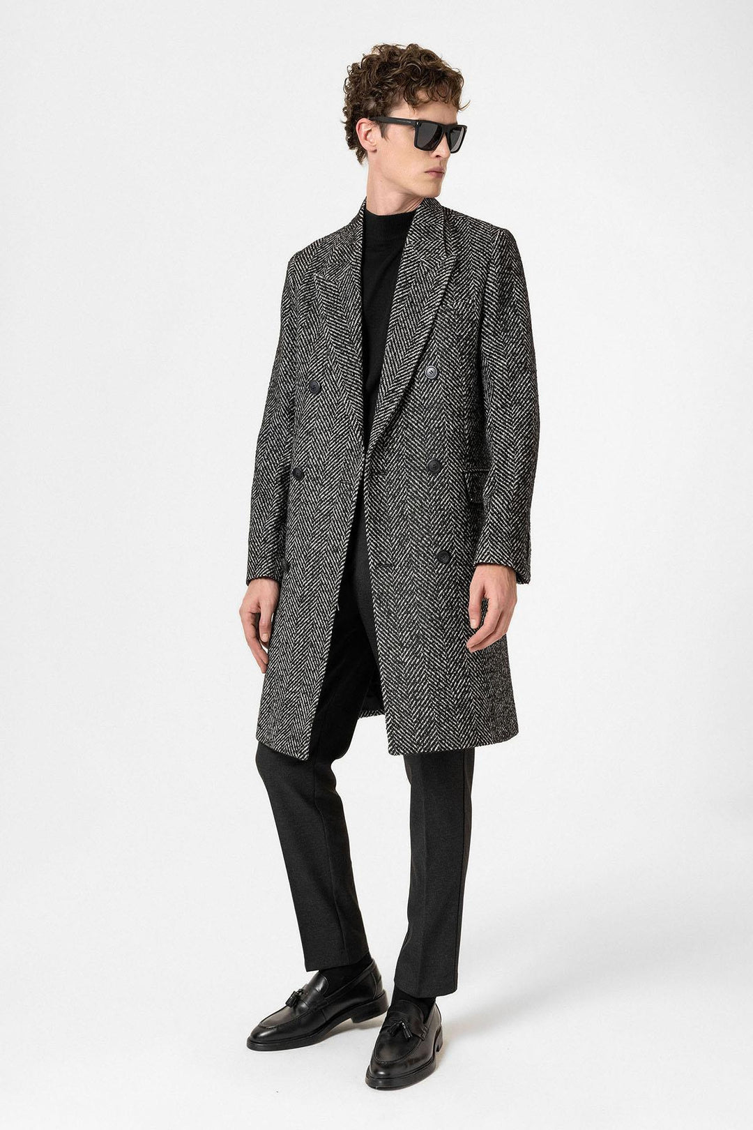 ANT Antioch Black Fishbone Patterned Men's Coat - Kampen