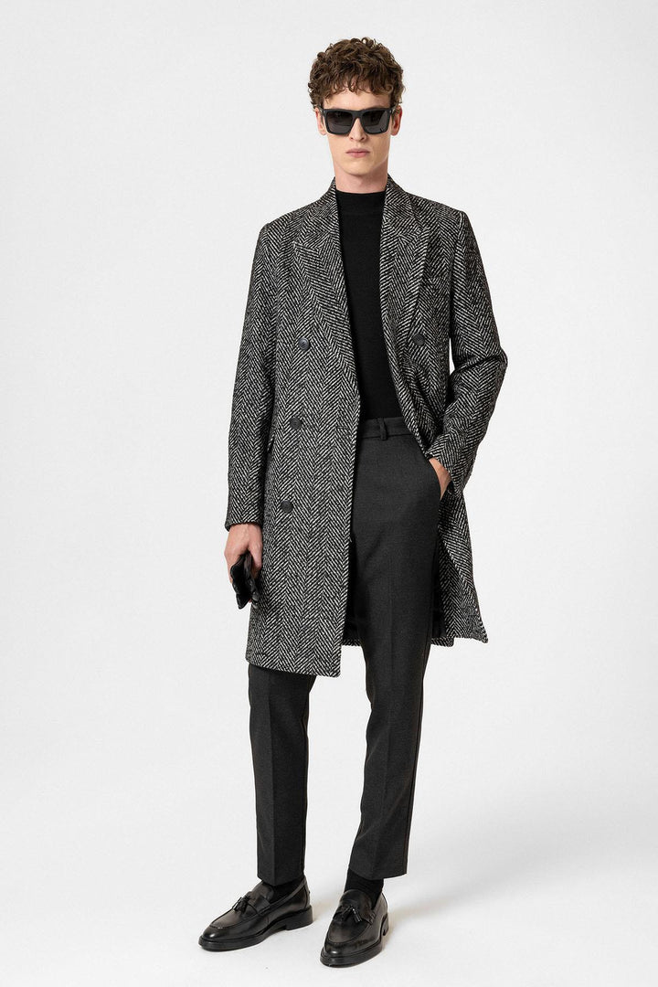 ANT Antioch Black Fishbone Patterned Men's Coat - Kampen