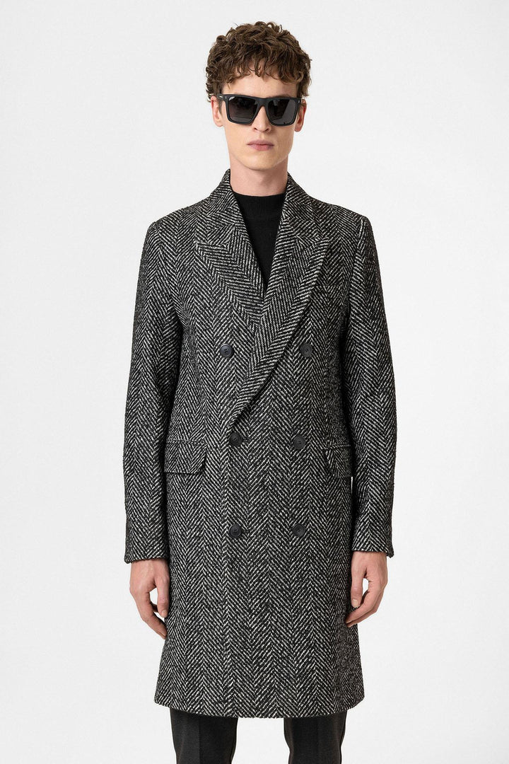 ANT Antioch Black Fishbone Patterned Men's Coat - Kampen