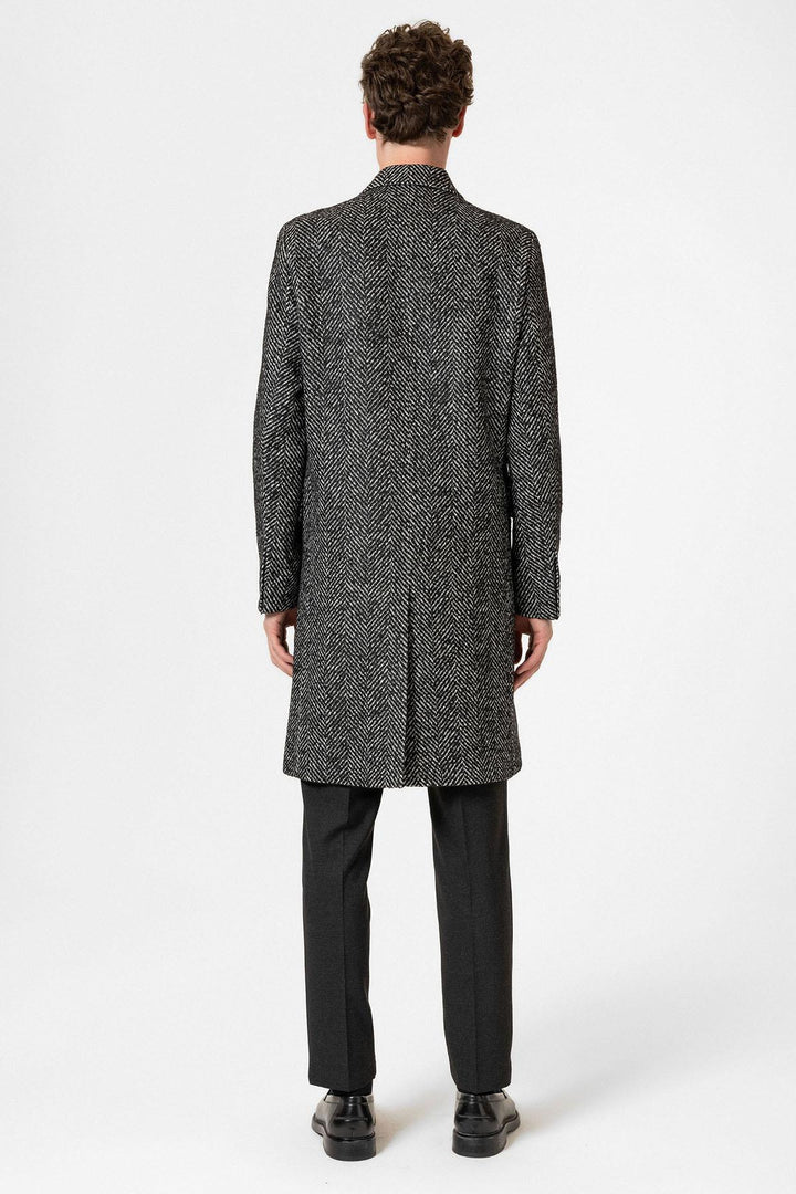 ANT Antioch Black Fishbone Patterned Men's Coat - Kampen