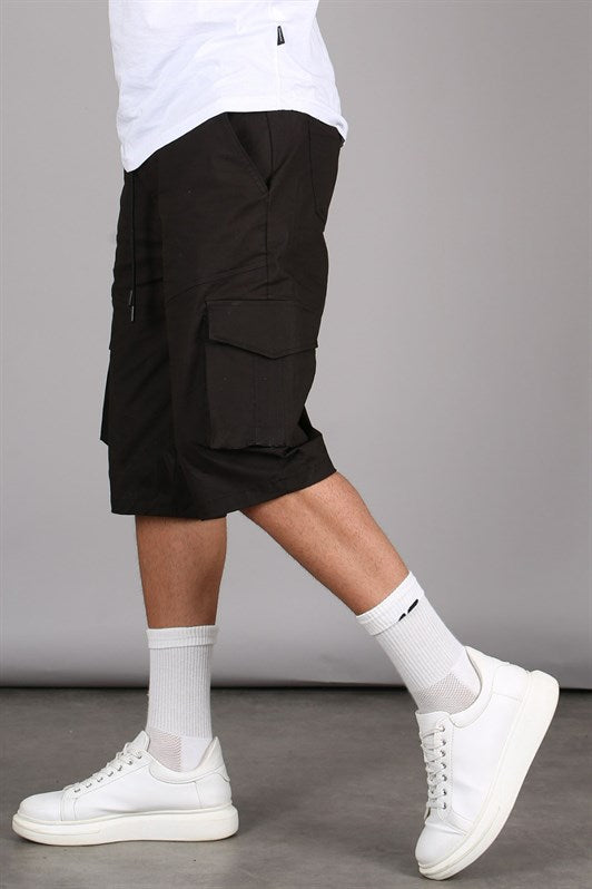 MDX Black Basic Cargo Pocket Men's Capri Shorts 5473 - Unna
