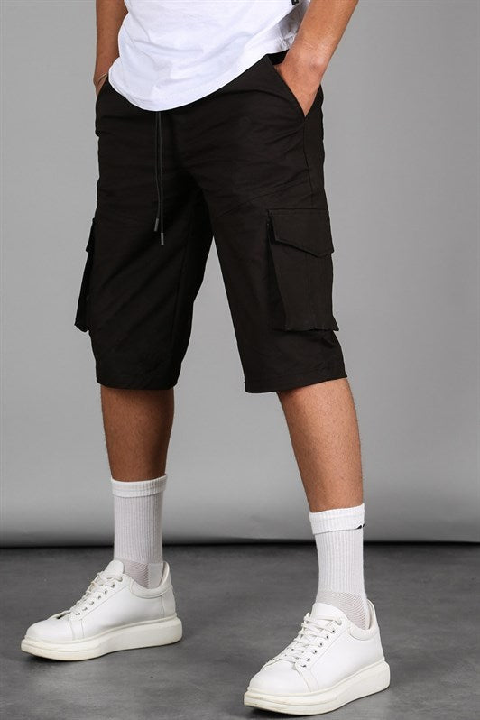 MDX Black Basic Cargo Pocket Men's Capri Shorts 5473 - Unna