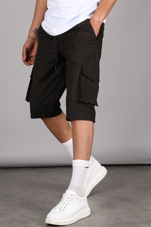 MDX Black Basic Cargo Pocket Men's Capri Shorts 5473 - Unna
