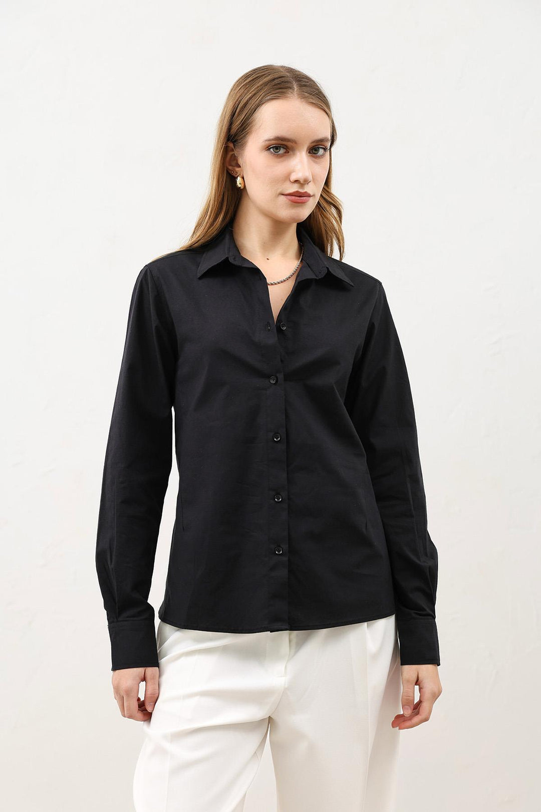 ANT Antioch Siyah Basic Slim Fit Kadın Gömlek - Bognor Regis