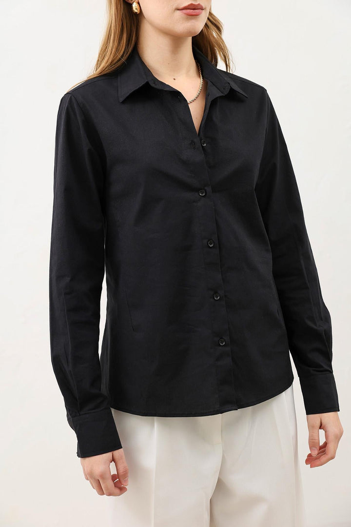 ANT Antioch Siyah Basic Slim Fit Kadın Gömlek - Bognor Regis
