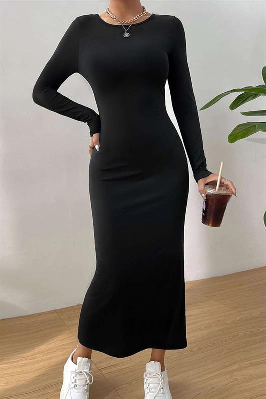 MDX Black Basic Half Fisherman Long Sleeve Dress MG1947 - Aldershot