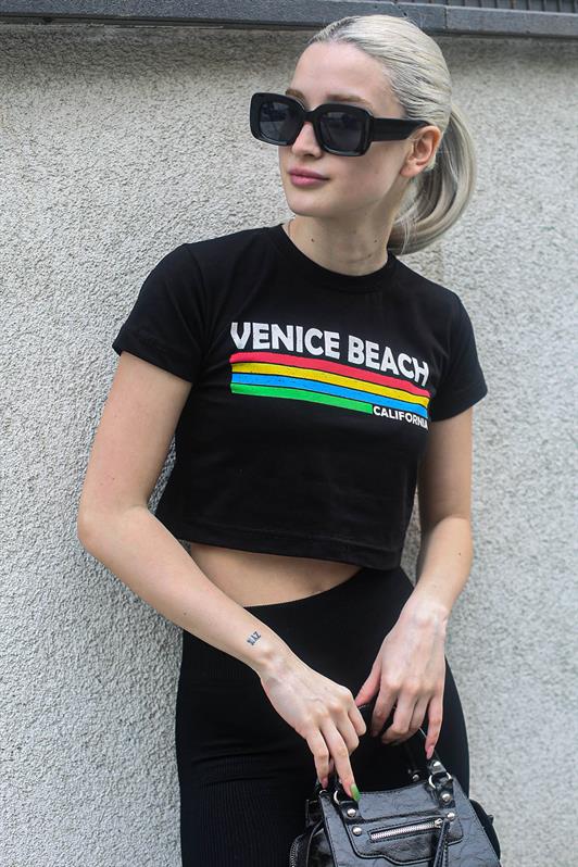 MDX Black Printed Crop T-shirt MG1535 - Compiègne