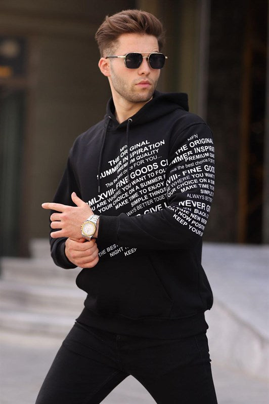 MDX Black Printed Hooded Sweatshirt 6009 - Mariupol