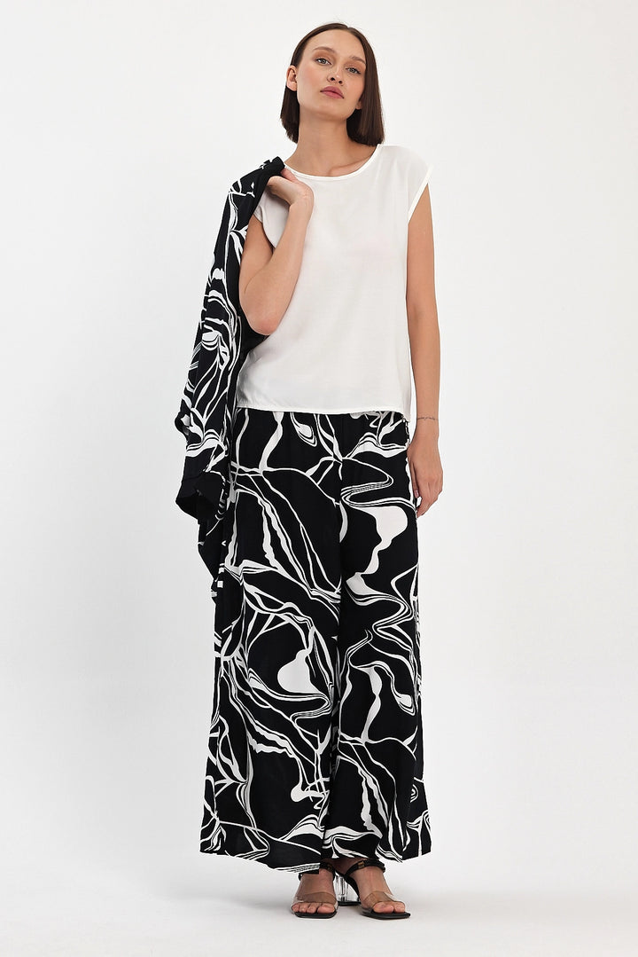 Maxi Boy Black Printed Kimono and Pants Woven Viscon Top and Bottom Set BCVL-251068 - Granby