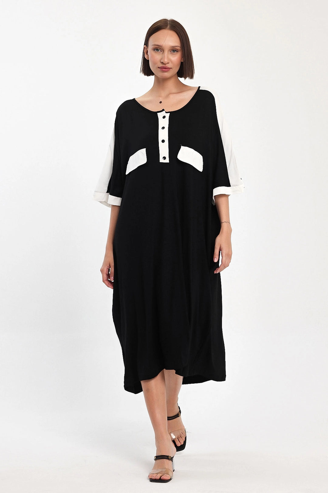 Maxi Boy Black Printed Woven Viscose Dress BCVL-251066 - Williamsburg