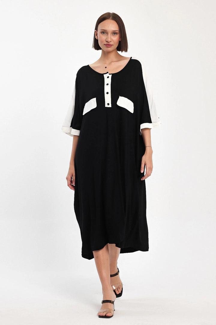 Maxi Boy Black Printed Woven Viscose Dress BCVL-251066 - Williamsburg