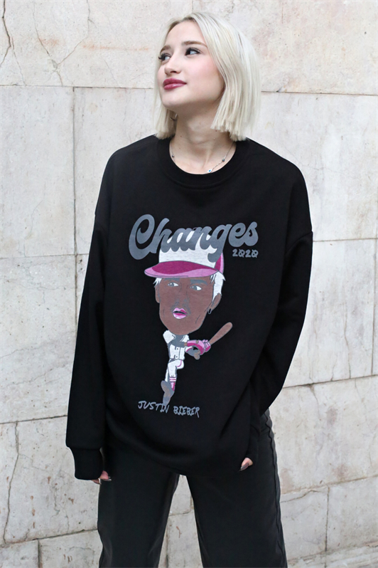 MDX Black Printed Oversize Sweatshirt MG1578 - Halle-Neustadt