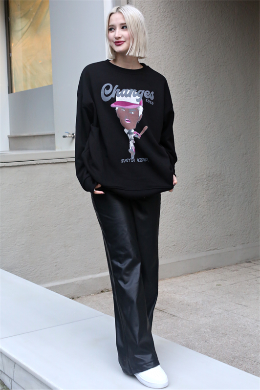MDX Black Printed Oversize Sweatshirt MG1578 - Halle-Neustadt