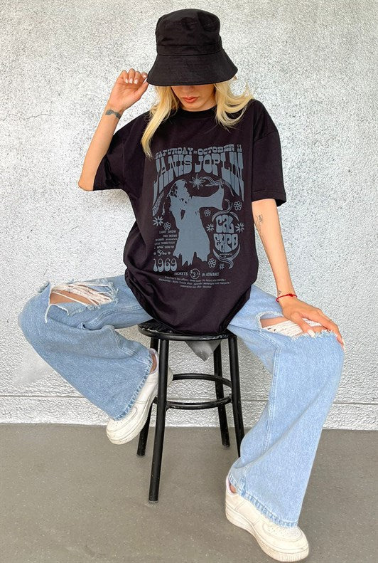 MDX Black Printed Oversized T-shirt MG1417 - Hengelo