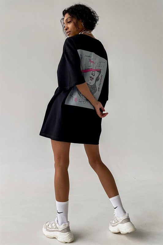 MDX Black Printed Oversized T-shirt MG1491 - Bautzen