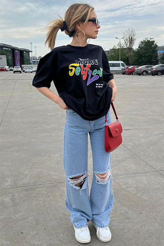 MDX Black Printed Oversized T-shirt MG1522 - Sheboygan