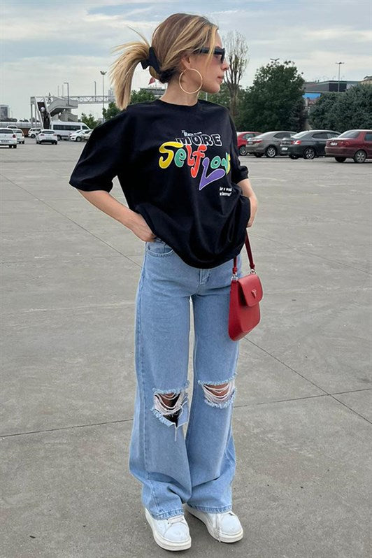 MDX Black Printed Oversized T-shirt MG1522 - Sheboygan