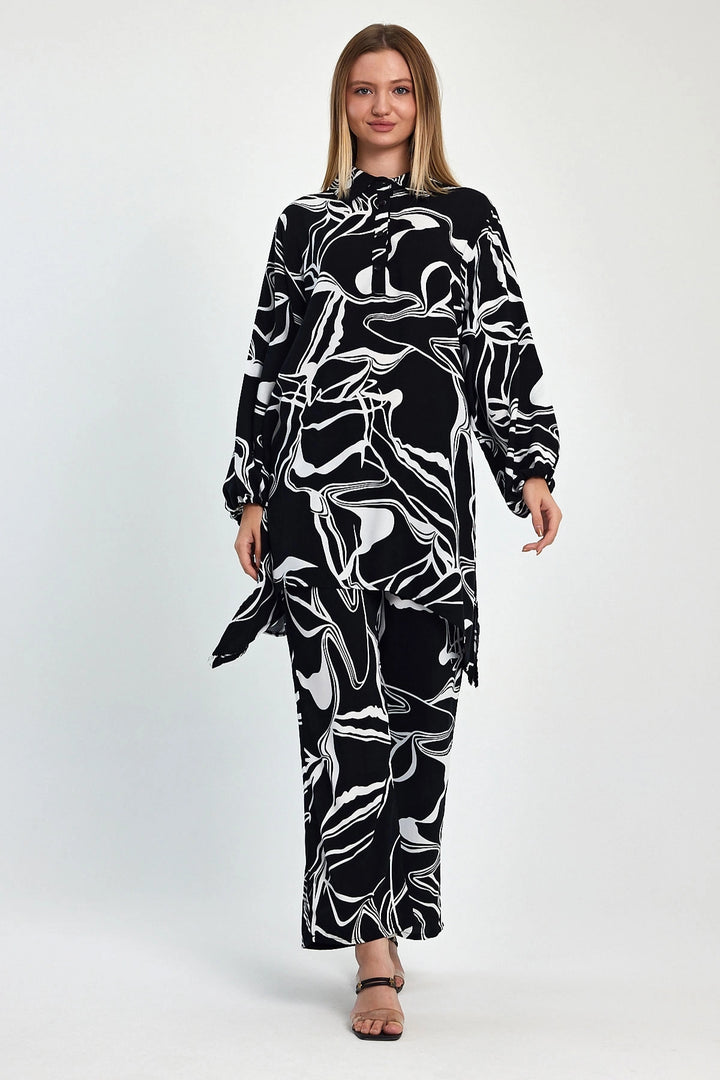 Maxi Boy Black Printed Tunic and Pants Woven Viscon Set BCVL-251055 - Tallahassee