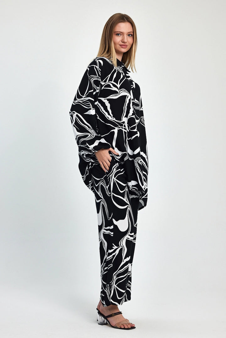 Maxi Boy Black Printed Tunic and Pants Woven Viscon Set BCVL-251055 - Tallahassee
