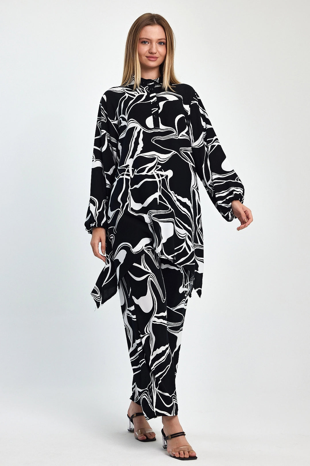 Maxi Boy Black Printed Tunic and Pants Woven Viscon Set BCVL-251055 - Tallahassee