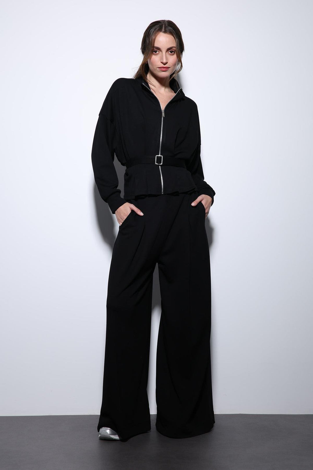 ANT Antioch Black Belted Wide Leg Pantsuit - Apple Valley
