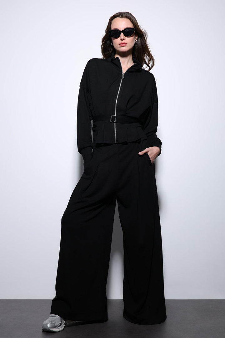 ANT Antioch Black Belted Wide Leg Pantsuit - Apple Valley
