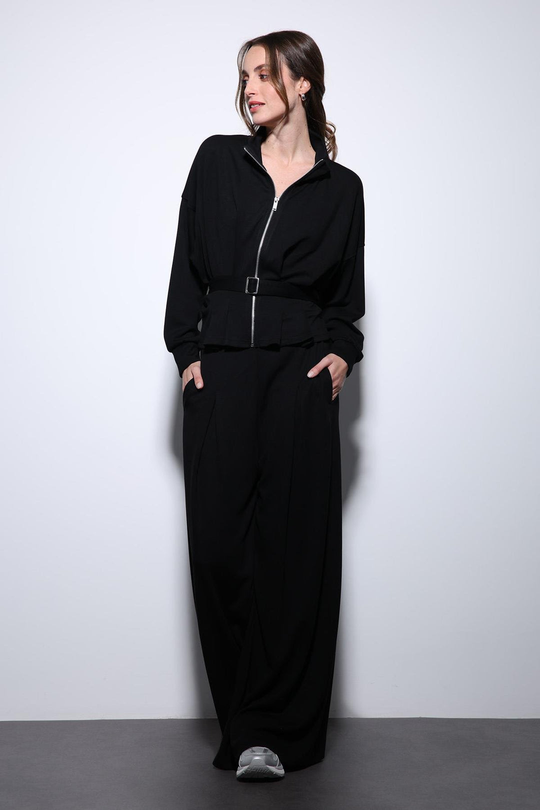ANT Antioch Black Belted Wide Leg Pantsuit - Apple Valley